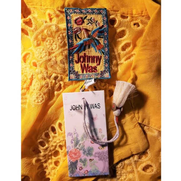 Johnny Was Embroidered Crochet Button-Up Blouse Sz-XL Peaceful Sunset - Picture 3 of 6